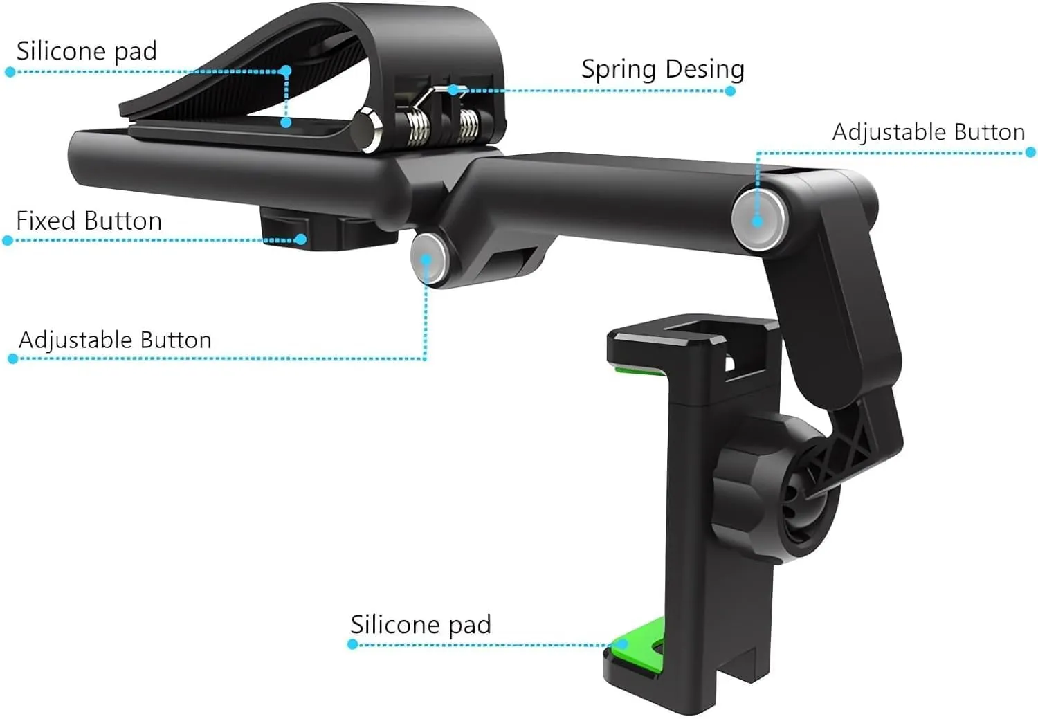 Portable Electronic Device Mount, 2024 Rotatable Car Phone Holder, Universal Compatibility for All Phones, Multifunction 1080° Rotation, Sturdy & Stable, Easy Installation, Version2 - Green