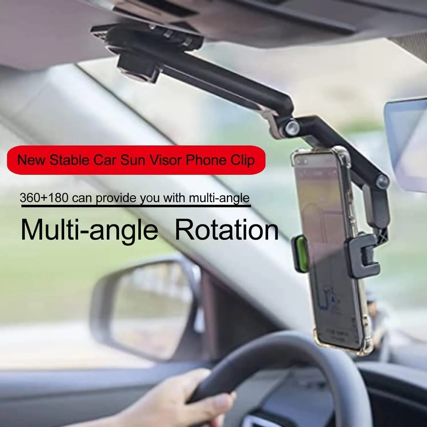 Portable Electronic Device Mount, 2024 Rotatable Car Phone Holder, Universal Compatibility for All Phones, Multifunction 1080° Rotation, Sturdy & Stable, Easy Installation, Version2 - Green
