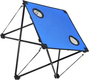 Portable Folding Camping Table with Cup Holders Lightweight and Compact Design for Outdoor Picnics Beach Parties and Bbqs Blue