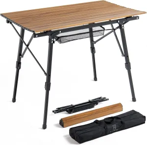 Portable Folding Table for Picnic, Camping Tables That Fold up Lightweight, Aluminum Folding Table with Telescopic Legs, Camp Kitchen Table for Beach Trips and Outdoor Parties