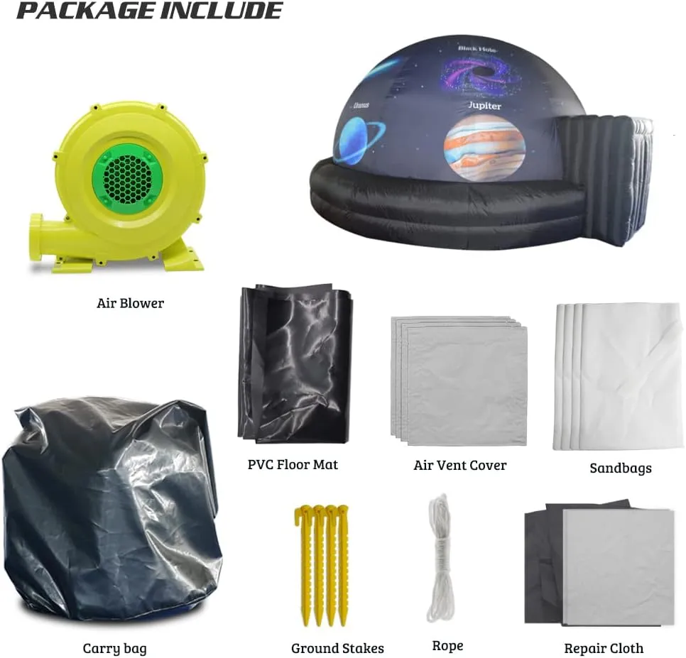 Portable Inflatable Planetarium Dome Tent for Cinema Movie and Kids School Education Equipmen, with Air Blower and PVC Floor Mat