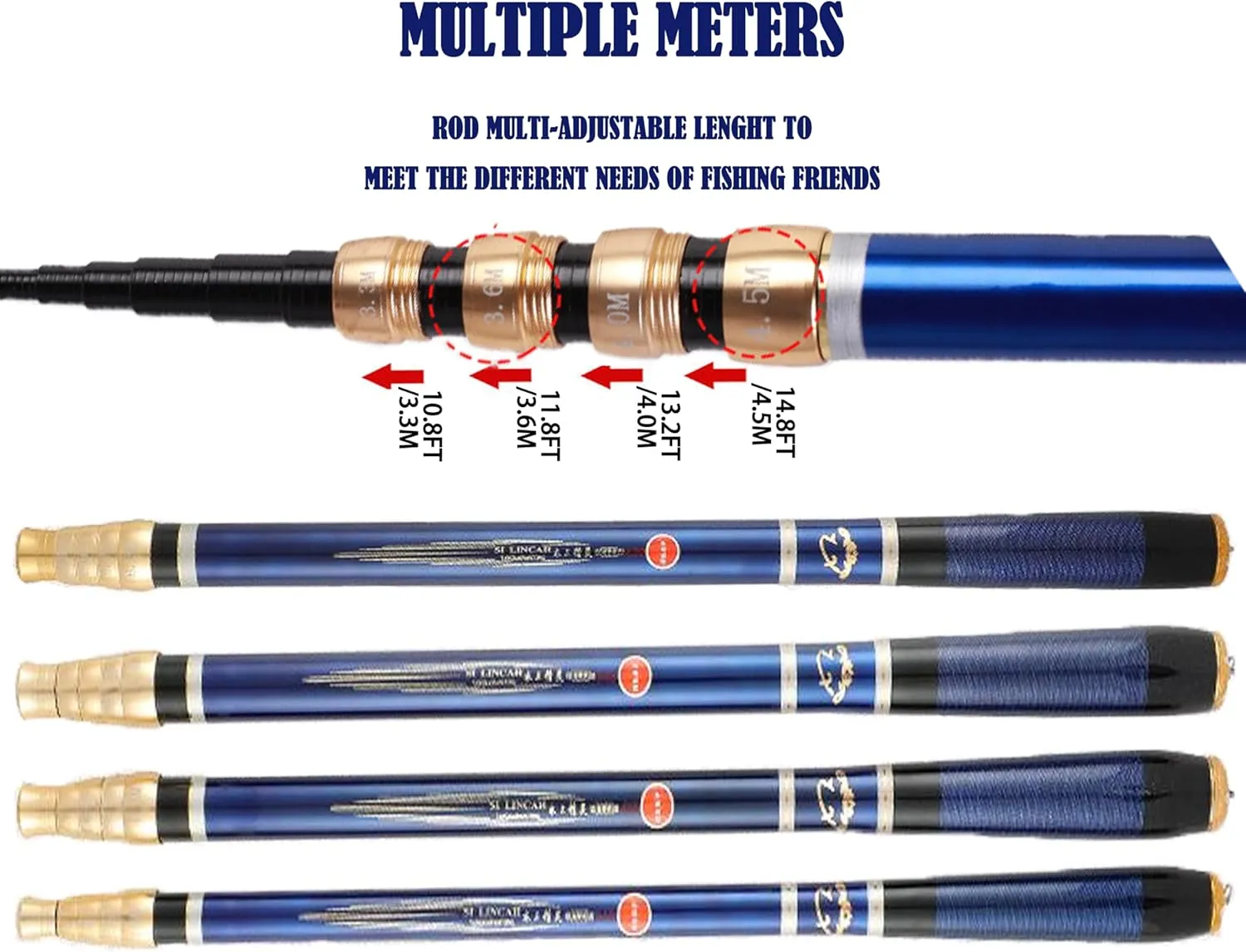 Premium Carbon Fiber Tenkara Rod Fishing Rod 8:2 Action-Lightweight Collapsible Bass Crappie Stream Telescopic Rod 23FT with Zoom Rod Ultralight Small Hand Rod
