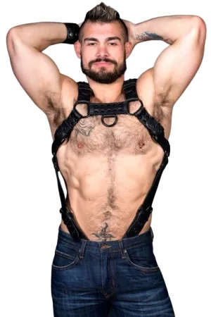 Premium Leather Bondage Harness and Jock Strap Set