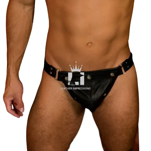 Premium Leather Bondage Harness and Jock Strap Set