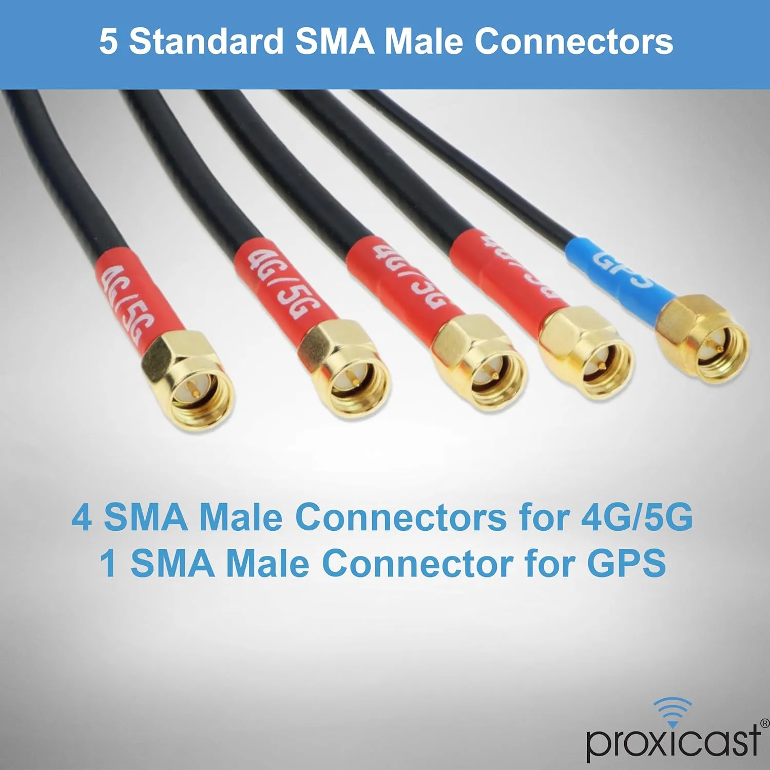 Proxicast 5-in-1 Combo Antenna 4x4 MIMO 5G   GPS - Vandal Resistant Low Profile Omnidirectional Hole Mount - 6 ft Coax - White - Compatible with Cradlepoint, Digi, Peplink & Sierra (ANT-121-T44G-W-06)