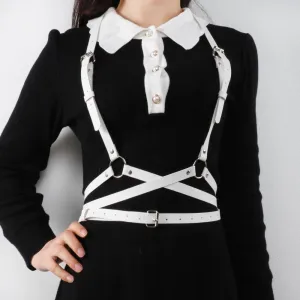PU leather adjustable buckle harness top