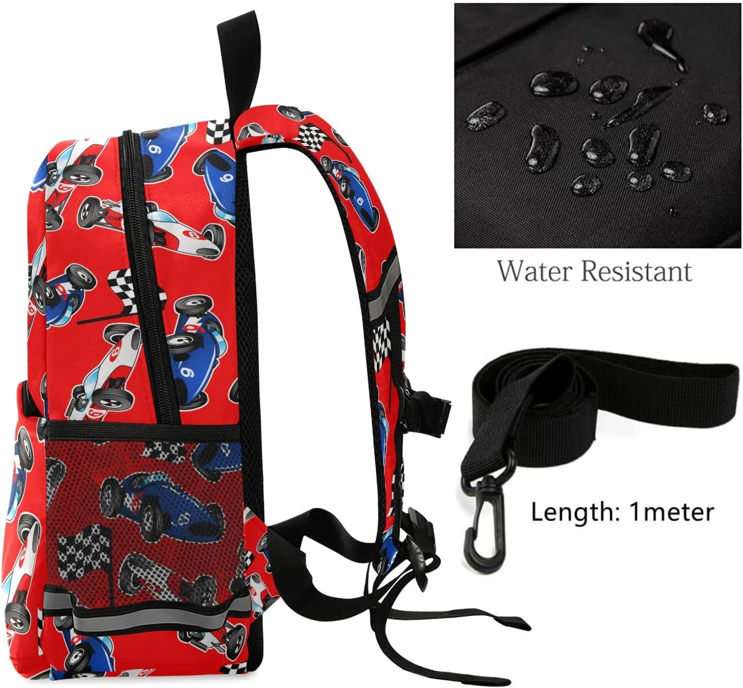 QUGRL Sports Cars Kids Backpack with Leash Harness Red Racecar Toddler Backpack for Boys Childish Kindergarten Child Schoolbag Preschool Nursery Baby Travel Bag for Girls 3-8 Years