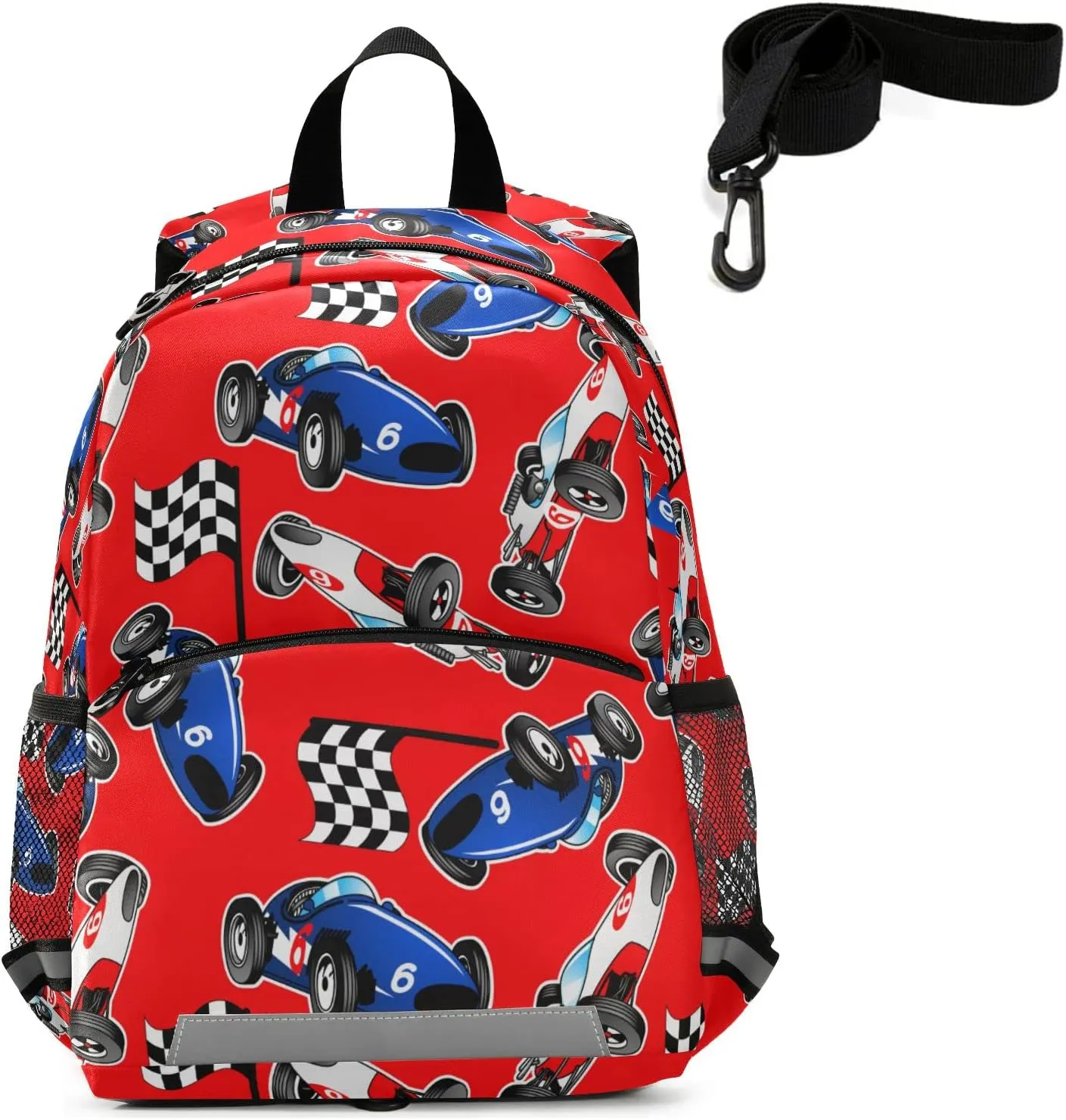 QUGRL Sports Cars Kids Backpack with Leash Harness Red Racecar Toddler Backpack for Boys Childish Kindergarten Child Schoolbag Preschool Nursery Baby Travel Bag for Girls 3-8 Years