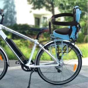 Rear Child Bike Seat Portable Baby Safety Rear Seat with Soft Cushion, Back-Mounted Child Bike Seat with Foot Pedal, Protective Padded Saddle Belt with Installation Tools