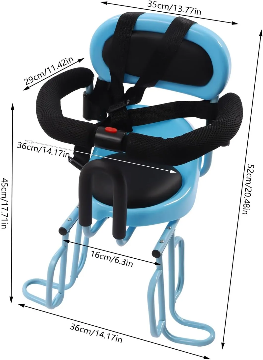 Rear Child Bike Seat Portable Baby Safety Rear Seat with Soft Cushion, Back-Mounted Child Bike Seat with Foot Pedal, Protective Padded Saddle Belt with Installation Tools