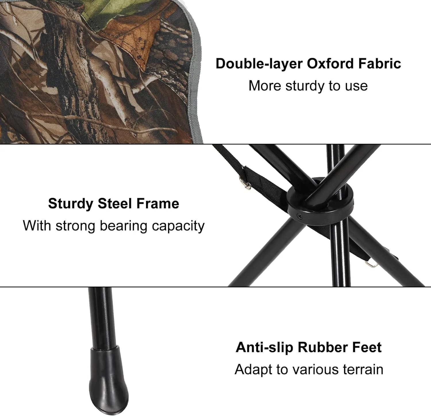 REDCAMP 2 Pack Extra Tall Folding Tripod Stools for Adults, Lightweight Portable Camping Stools for Blinds, Small Tripod Chairs for Fishing Backpacking Travel