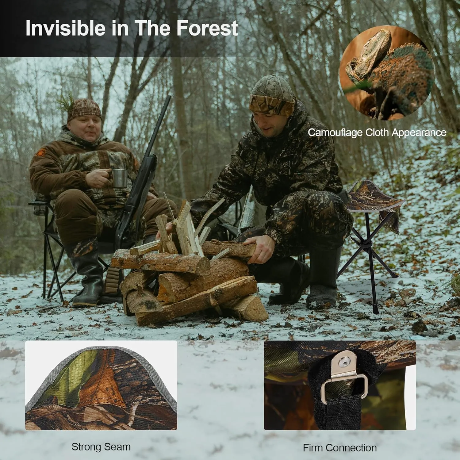 REDCAMP 2 Pack Extra Tall Folding Tripod Stools for Adults, Lightweight Portable Camping Stools for Blinds, Small Tripod Chairs for Fishing Backpacking Travel