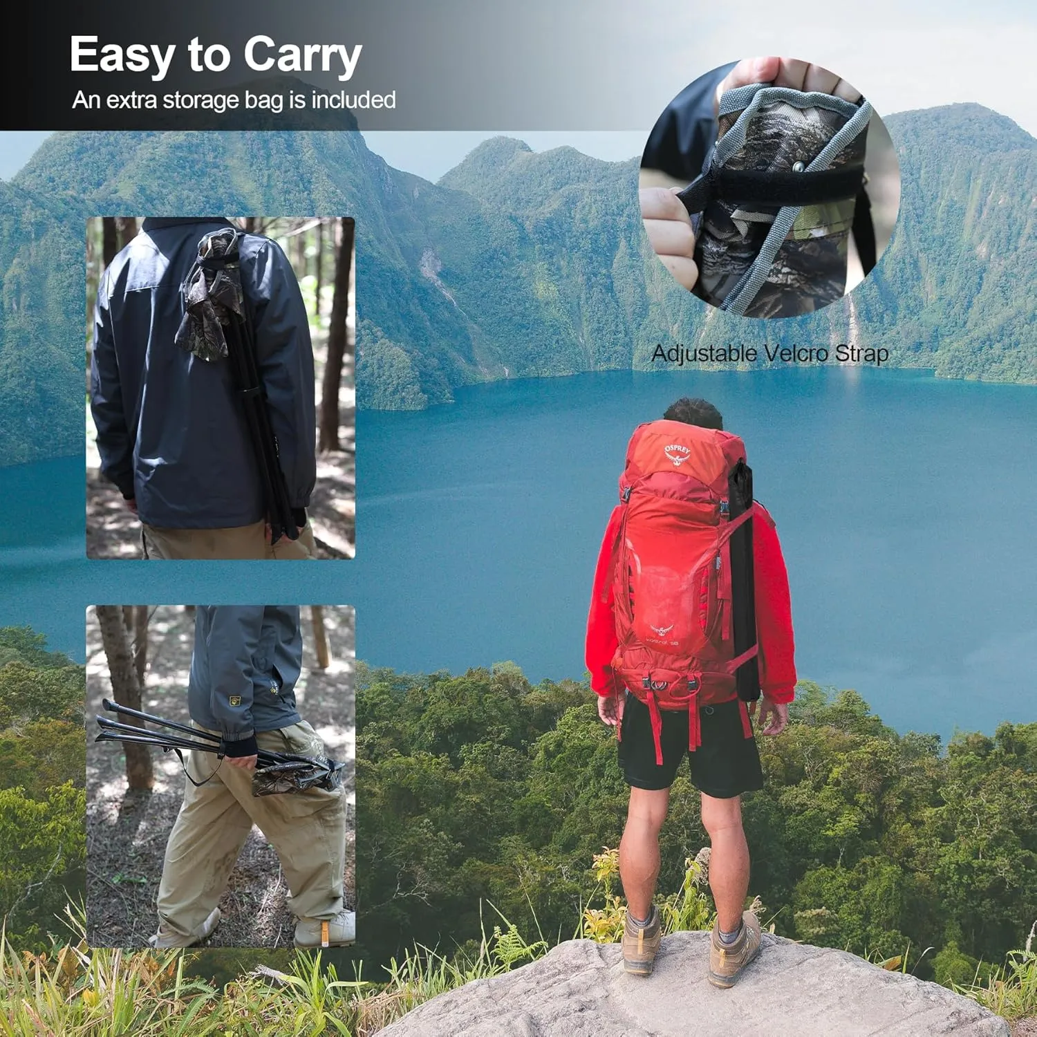 REDCAMP 2 Pack Extra Tall Folding Tripod Stools for Adults, Lightweight Portable Camping Stools for Blinds, Small Tripod Chairs for Fishing Backpacking Travel
