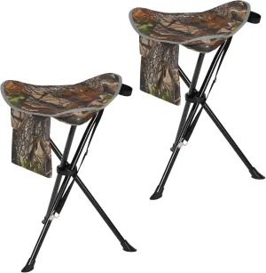 REDCAMP 2 Pack Extra Tall Folding Tripod Stools for Adults, Lightweight Portable Camping Stools for Blinds, Small Tripod Chairs for Fishing Backpacking Travel