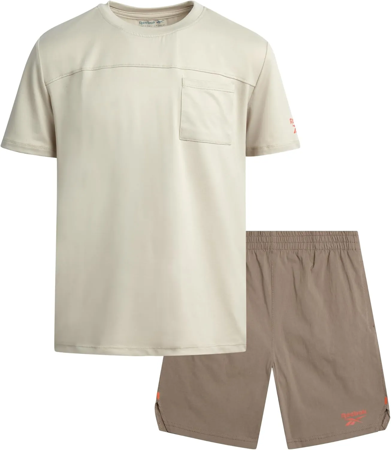 Reebok Boys Athletic Shorts Set - 2 Piece Summer Clothes Outfit with Pocket Tee and Boys Running Shorts for Active Kids