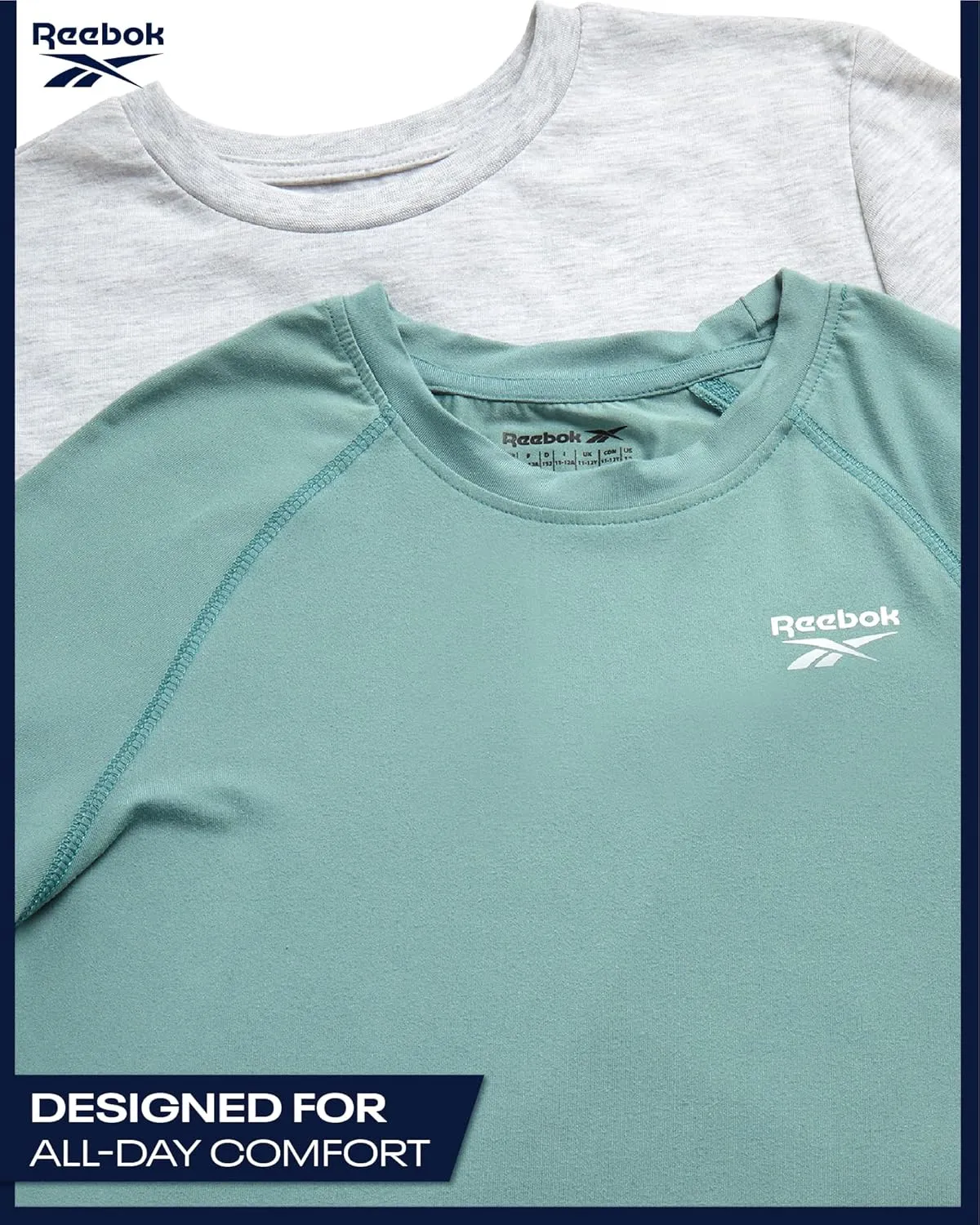 Reebok Boys Athletic Shorts Set - 3 Piece Summer Clothes Outfit with Graphic Tees and Boys Running Shorts for Active Kids