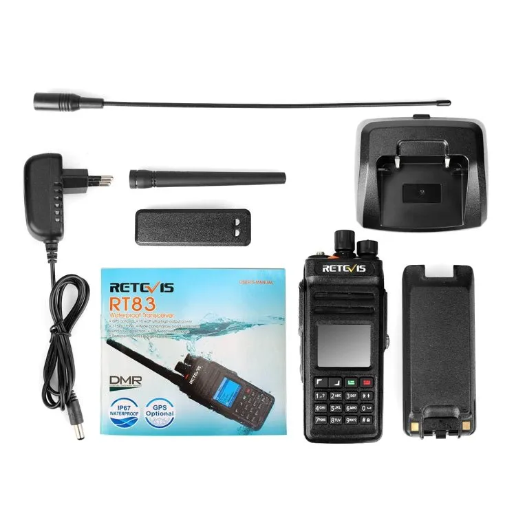 RETEVIS RT83 10W 400-470MHz 1024CHS Waterproof DMR Digital Dual Time Two Way Radio Walkie Talkie, GPS Version, RT83, GPS Version