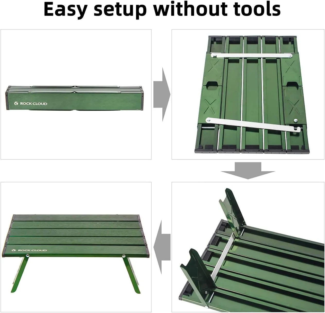 ROCK CLOUD Folding Beach Table Aluminum Portable Camping Table Ultralight, Green