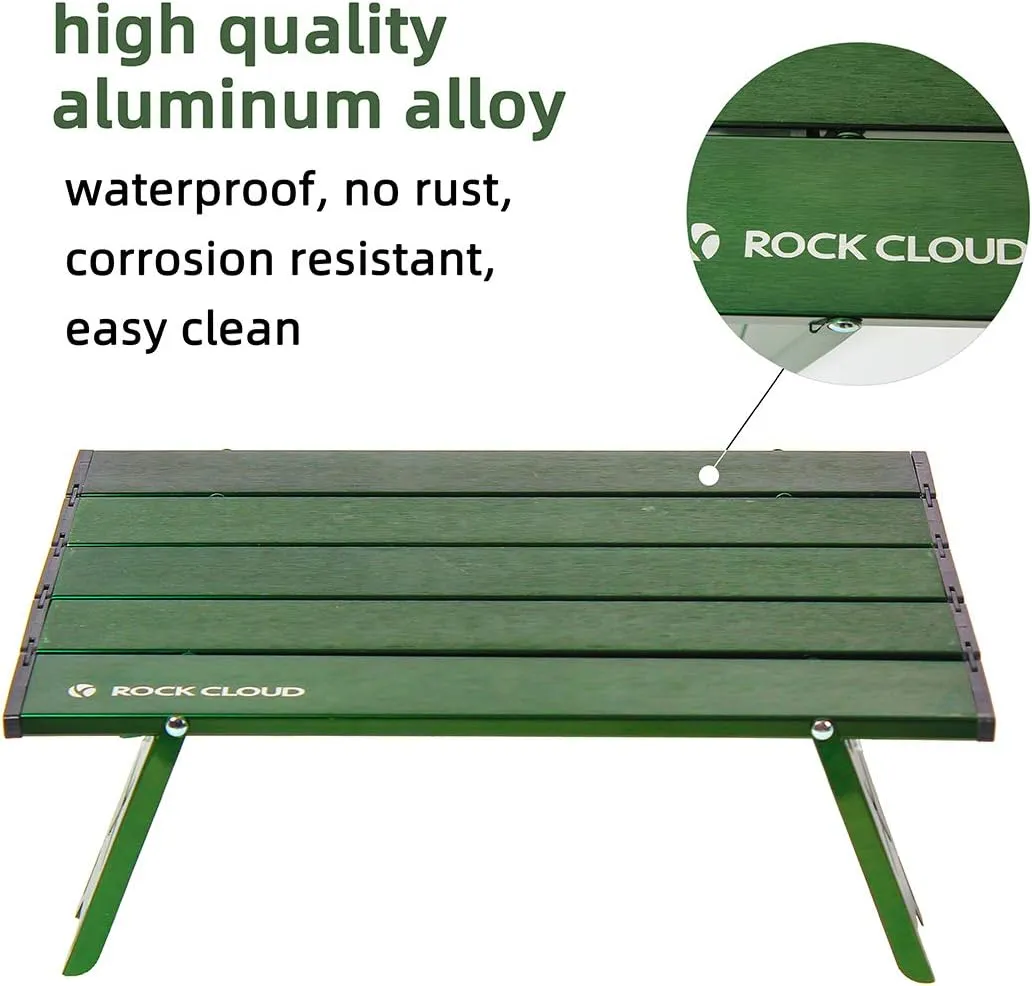 ROCK CLOUD Folding Beach Table Aluminum Portable Camping Table Ultralight, Green