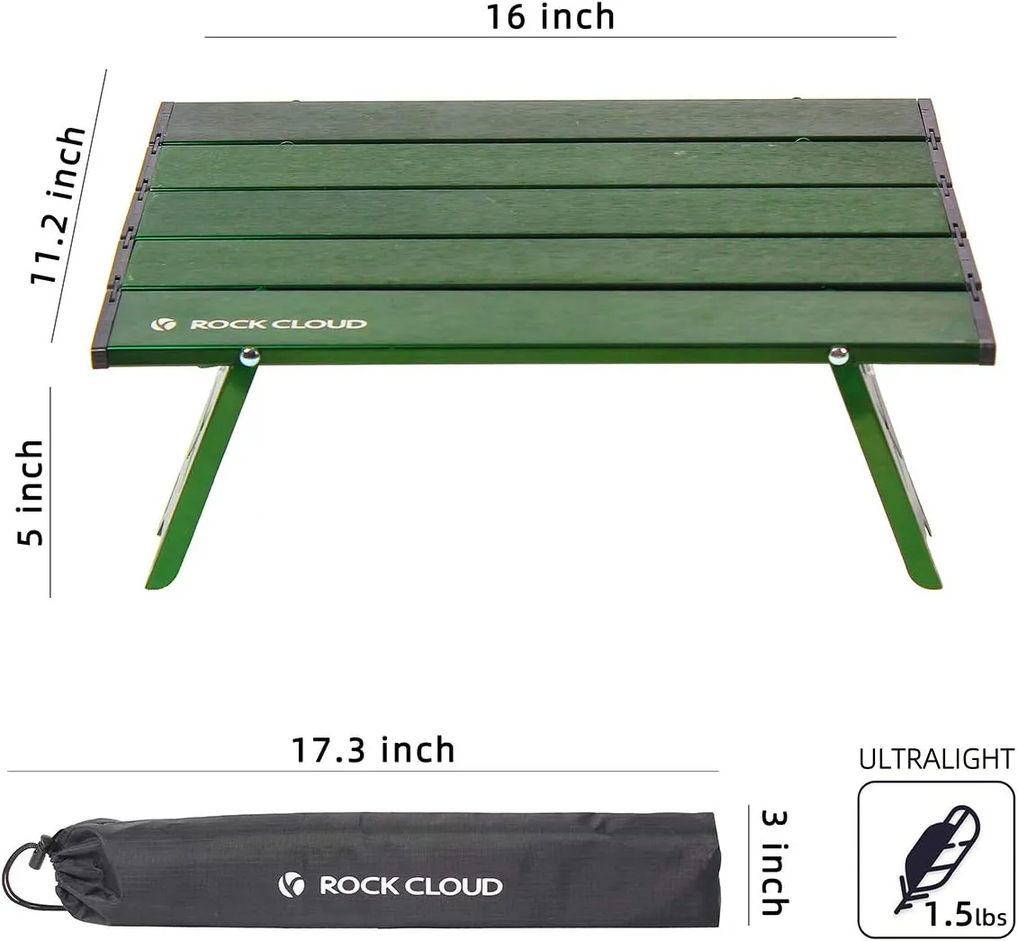 ROCK CLOUD Folding Beach Table Aluminum Portable Camping Table Ultralight, Green
