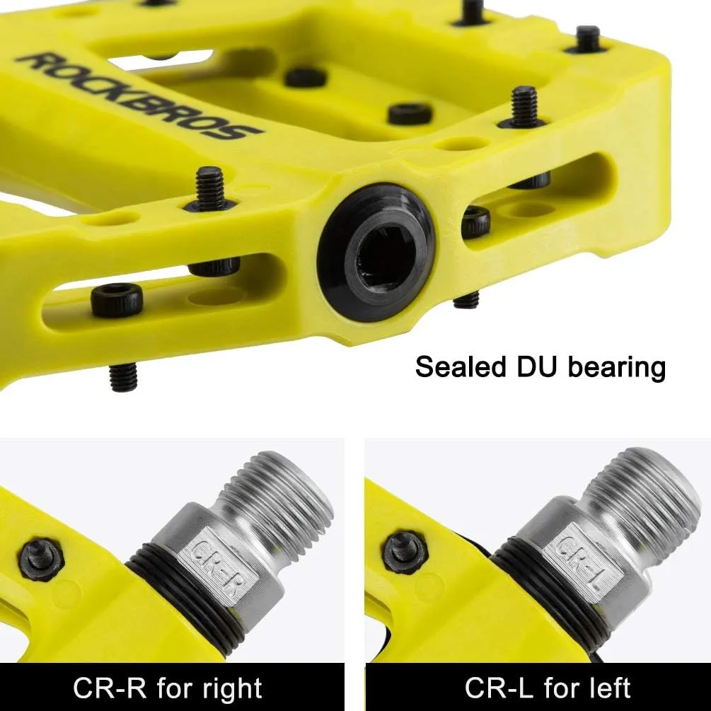 ROCKBROS MTB Pedals Mountain Bike Pedals Lightweight Nylon Fiber Bicycle Platform Pedals for BMX MTB 9/16"