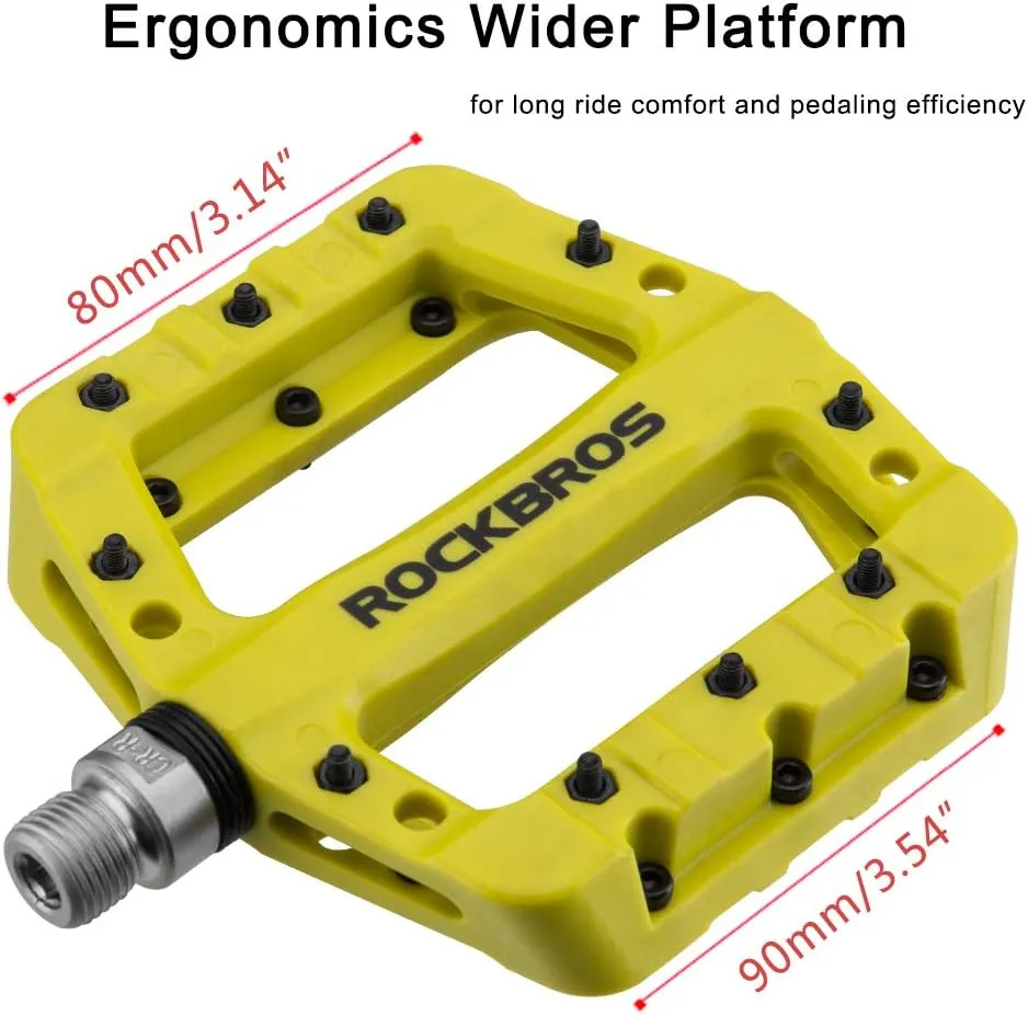ROCKBROS MTB Pedals Mountain Bike Pedals Lightweight Nylon Fiber Bicycle Platform Pedals for BMX MTB 9/16"