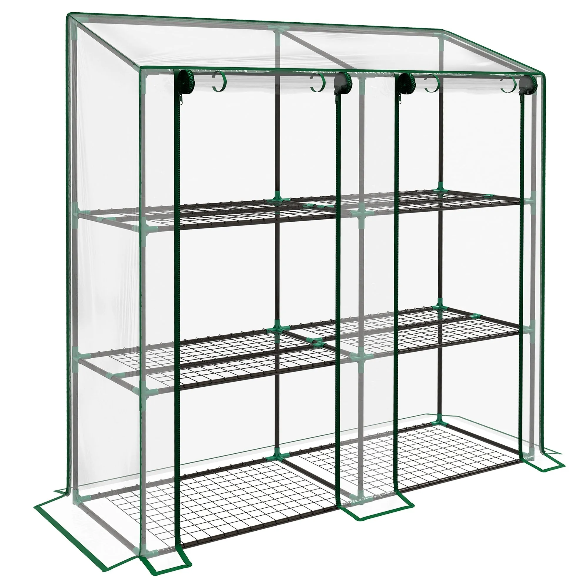 Rootz 3-Tier Mini Greenhouse - Compact Plant Stand - Garden Shelter - Protects Crops - 143L x 46W x 141/151H cm