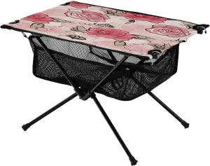 Rose Tattoo Pattern Portable Folding Camping Table, Compact Lightweight Beach Table with Carrying Bag for Outdoor Picnics, BBQs, Camp
