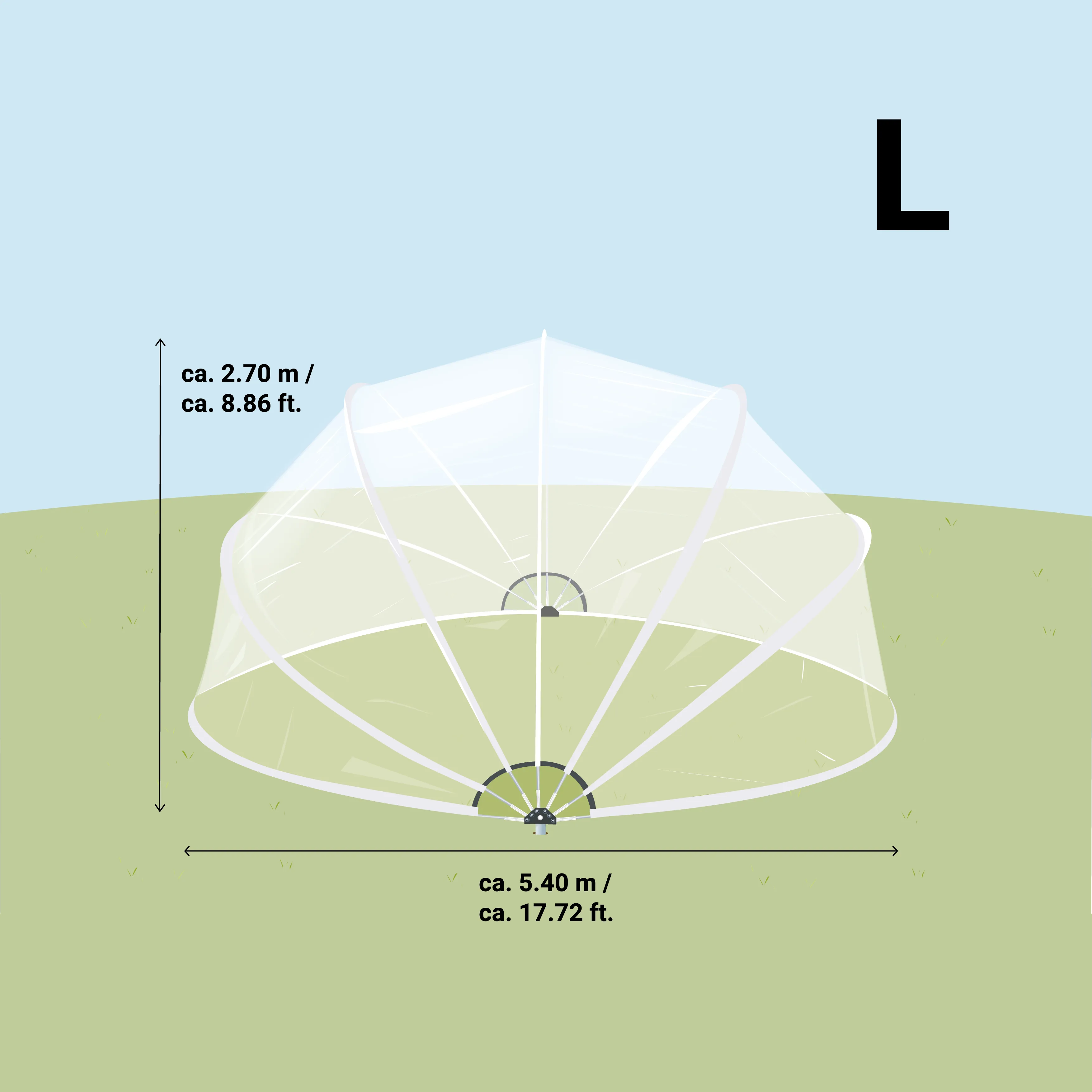 Round Pool Dome (Size L - ø 17.7 ft.)