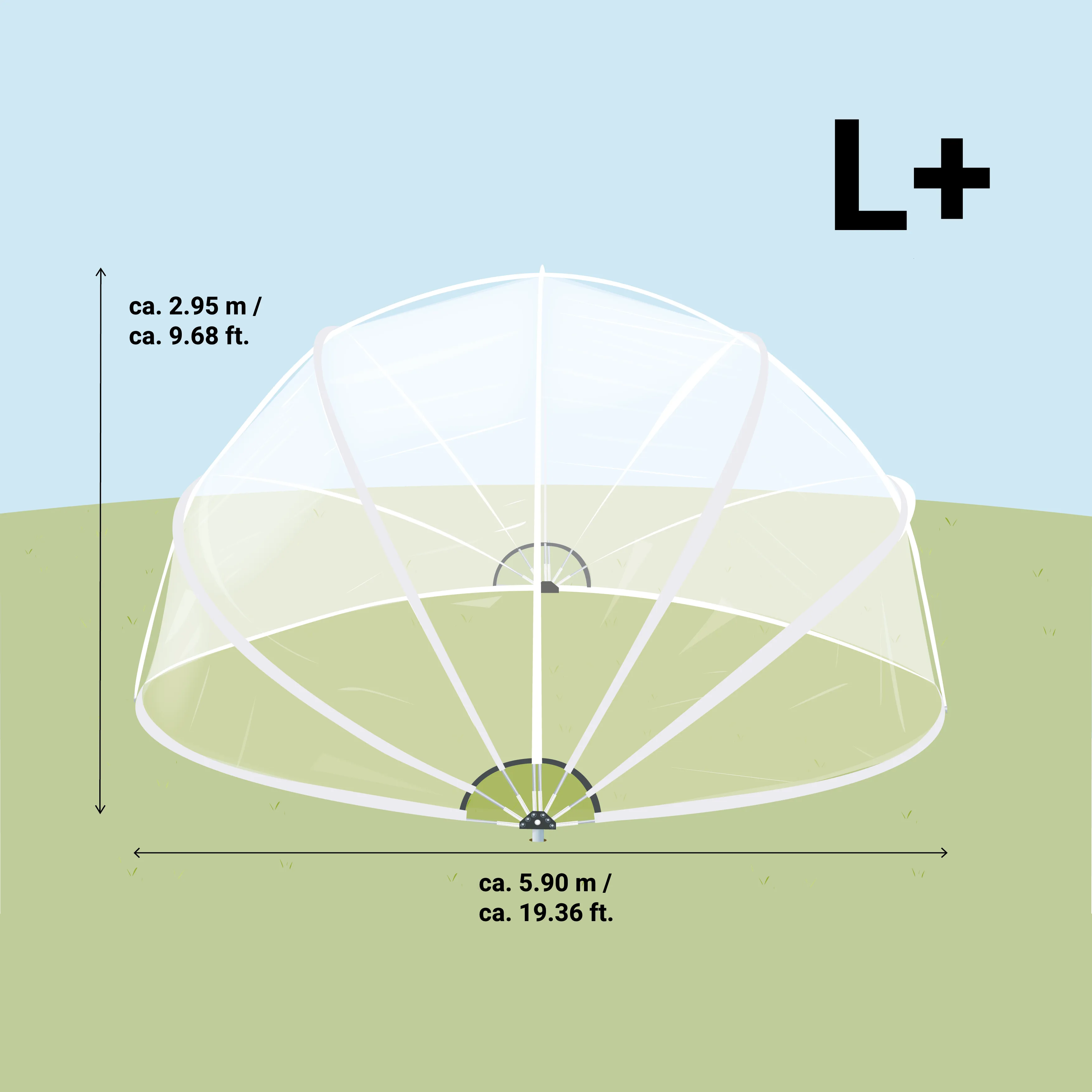 Round Pool Dome (Size L  - ø 19.4 ft.)