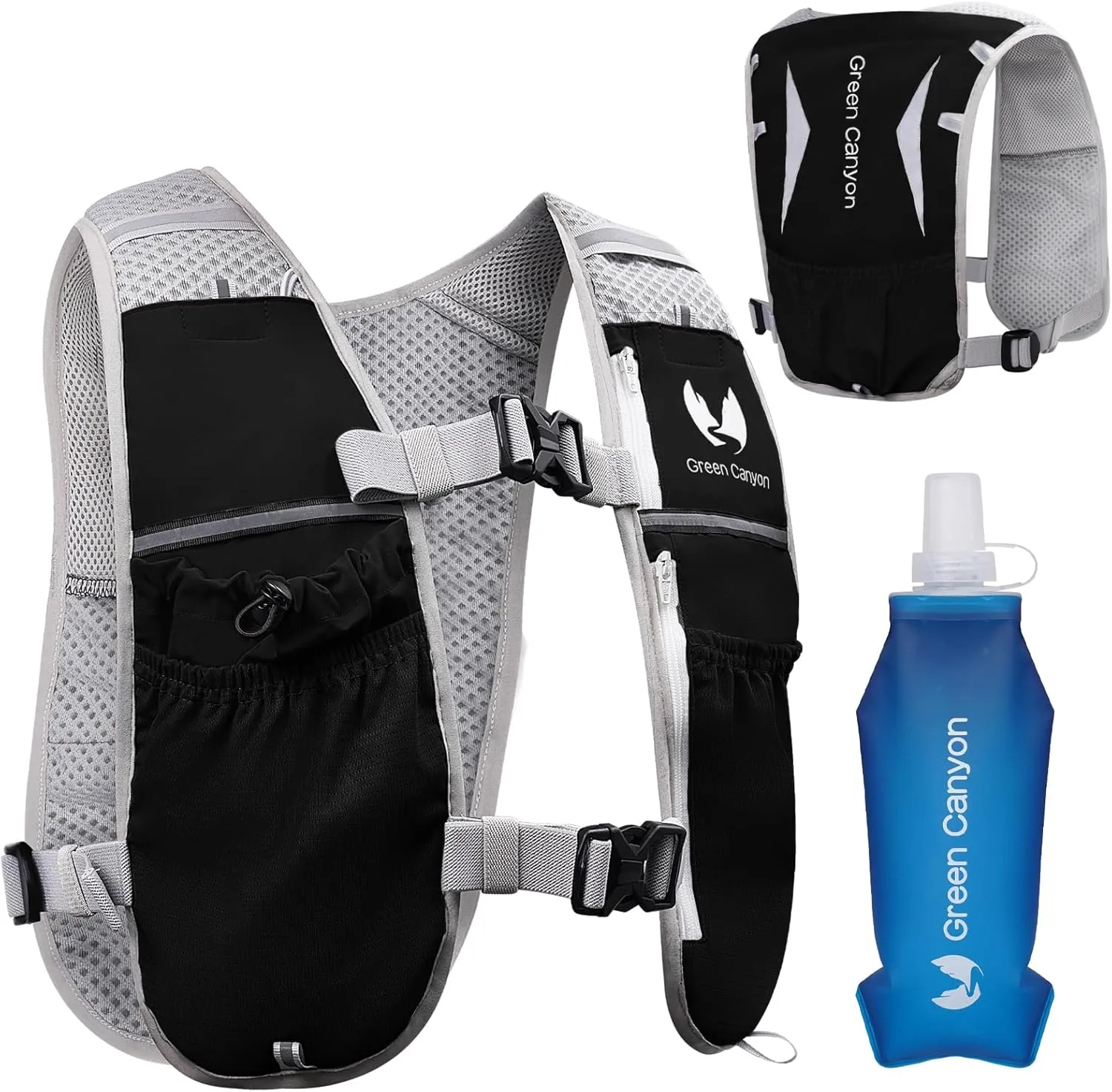 Running Hydration Vest for Women Men: Adjustable Hydration Pack Backpack with 500ml Soft Flask, Lightweight Breathable Running Water Vest for Marathon Jogging Cycling Hiking