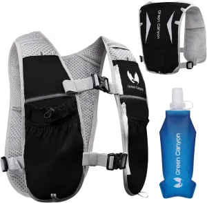 Running Hydration Vest for Women Men: Adjustable Hydration Pack Backpack with 500ml Soft Flask, Lightweight Breathable Running Water Vest for Marathon Jogging Cycling Hiking