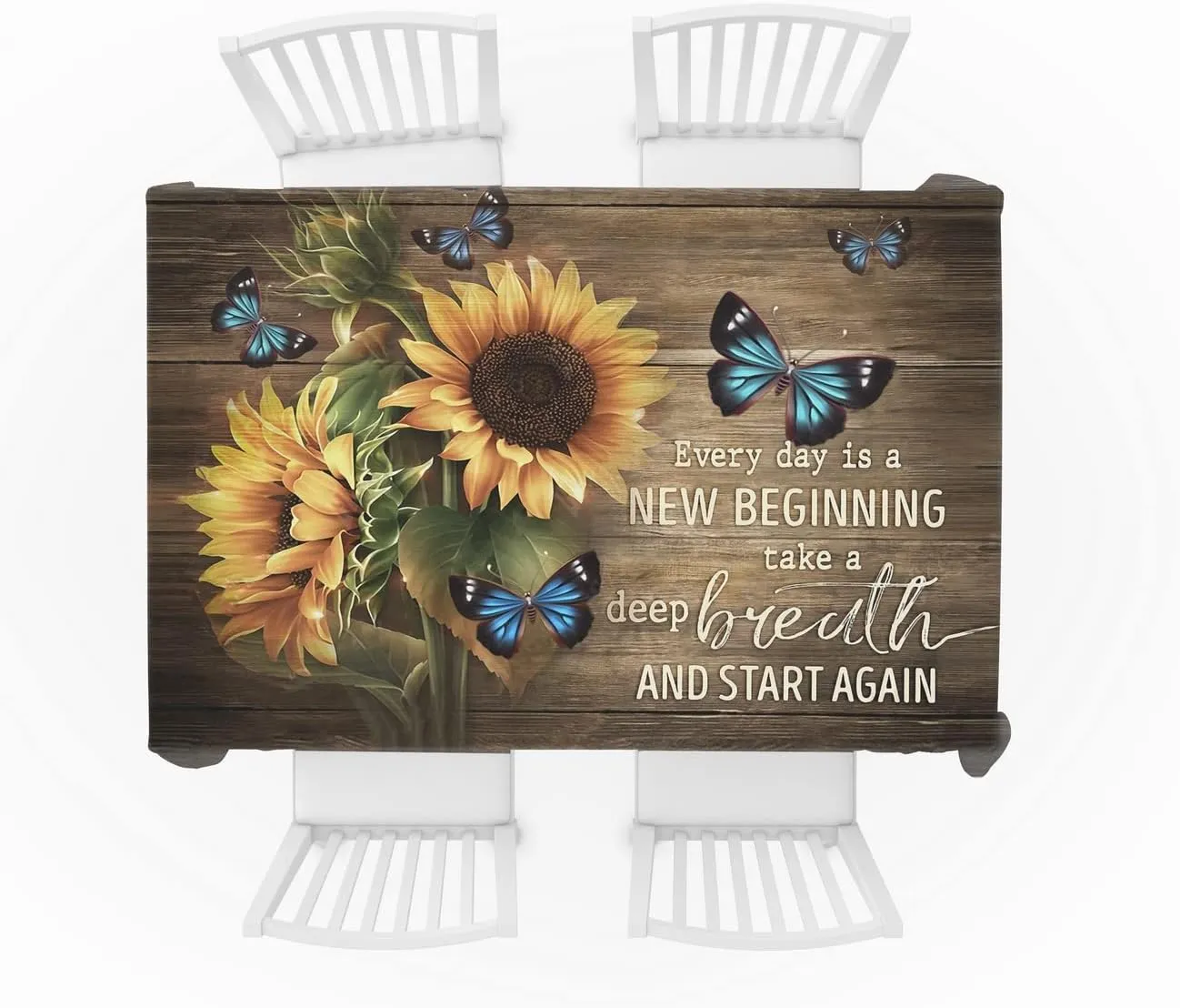 Rustic Rectangle Tablecloth Spill Proof Waterproof Butterflies Table Cover Table Decor Cover, Farmhouse Sunflower Table Clo Brown and Yellow 54x70.9 inches(140x180cm)