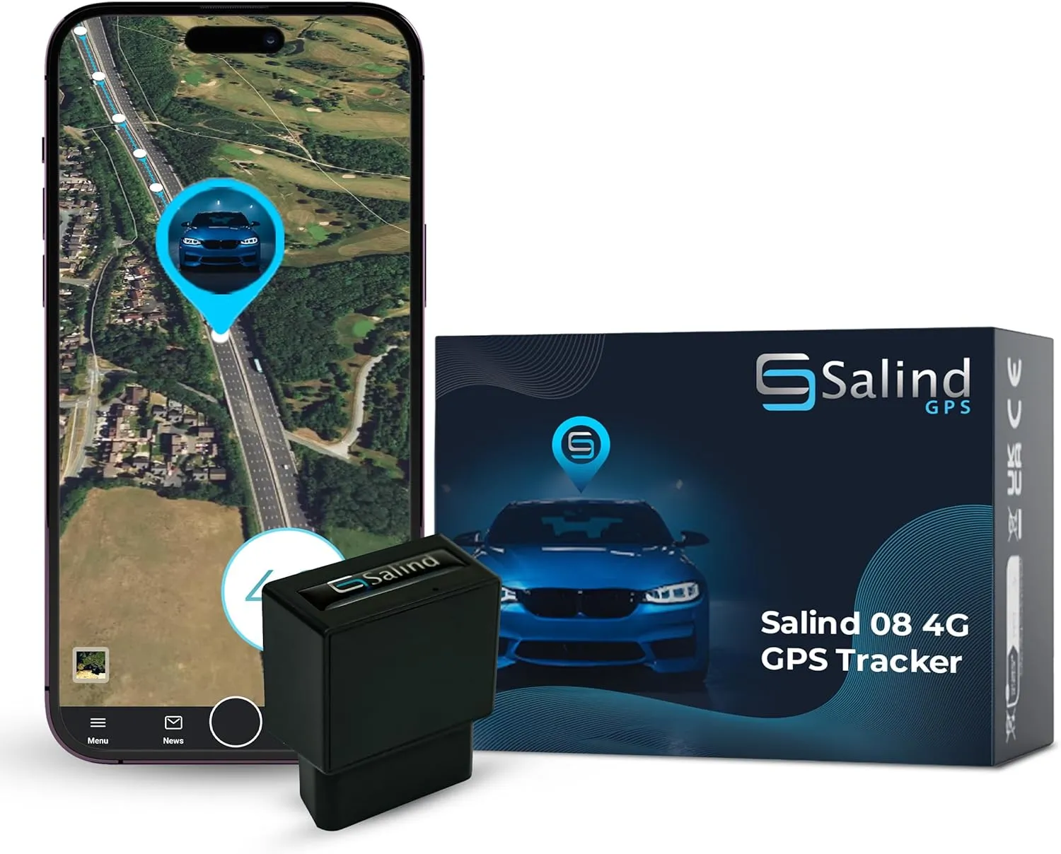 Salind GPS 4G LTE Fleet and Vehicle Tracker – Hidden Car, Truck, Trailer Locator with Real-Time Monitoring, Route History, Mileage, GeoFence, Compact Splash Proof Design, Fixed Connection OBD 9-35V