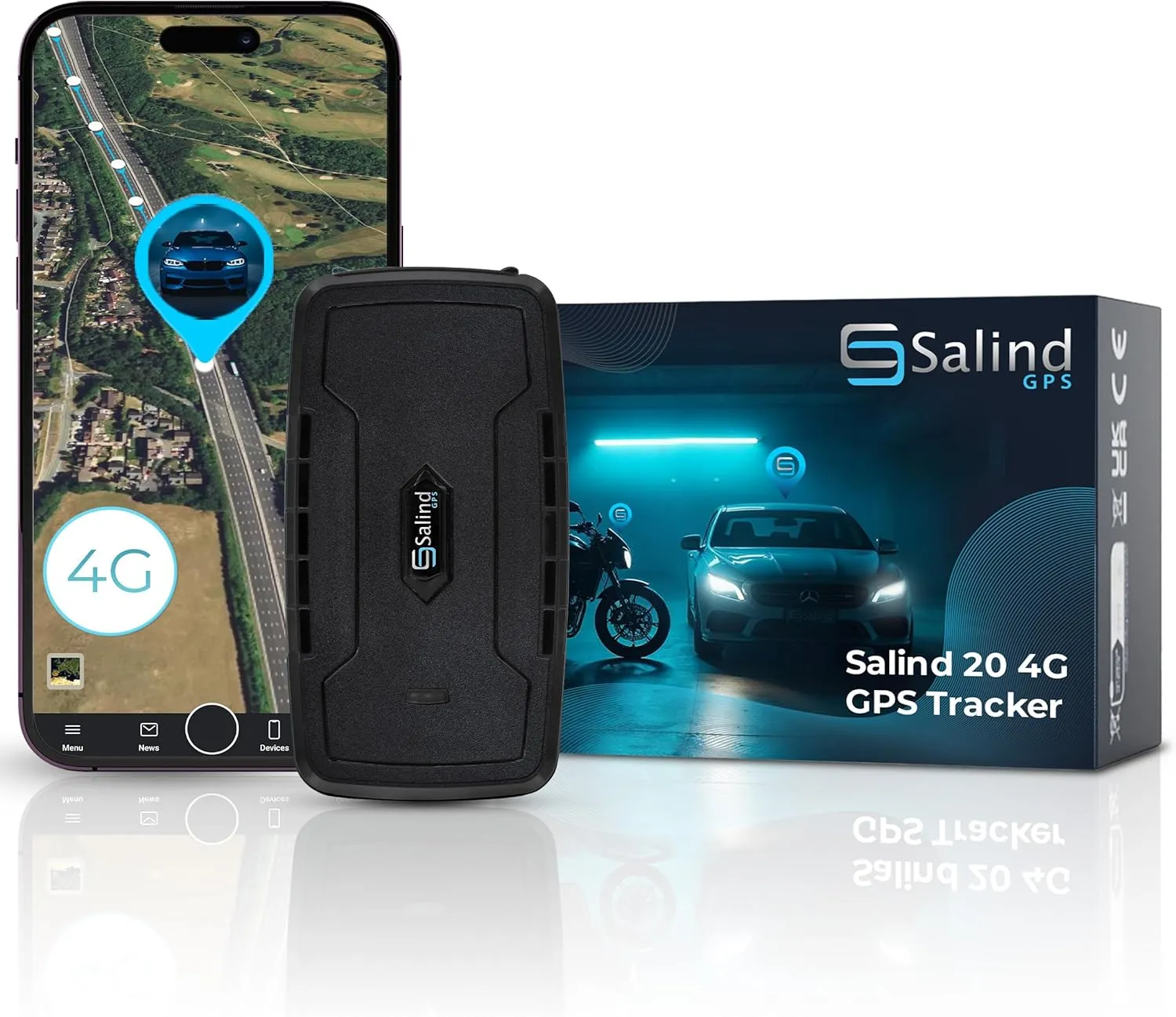 SALIND GPS Magnetic, up to 180 Days Battery - Car GPS Tracker for Vehicles, Motorcycles & Trucks, Car Tracker Device with Strong Built-in Magnet, Robust & Splash Proof - Real Time Car Tracking Device