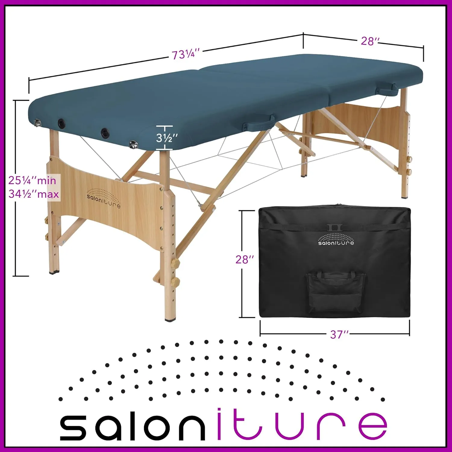 Saloniture Basic Portable Folding Massage Table - Blue