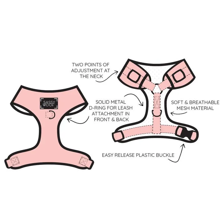 Sassy Woof Adjustable Harness - Denim