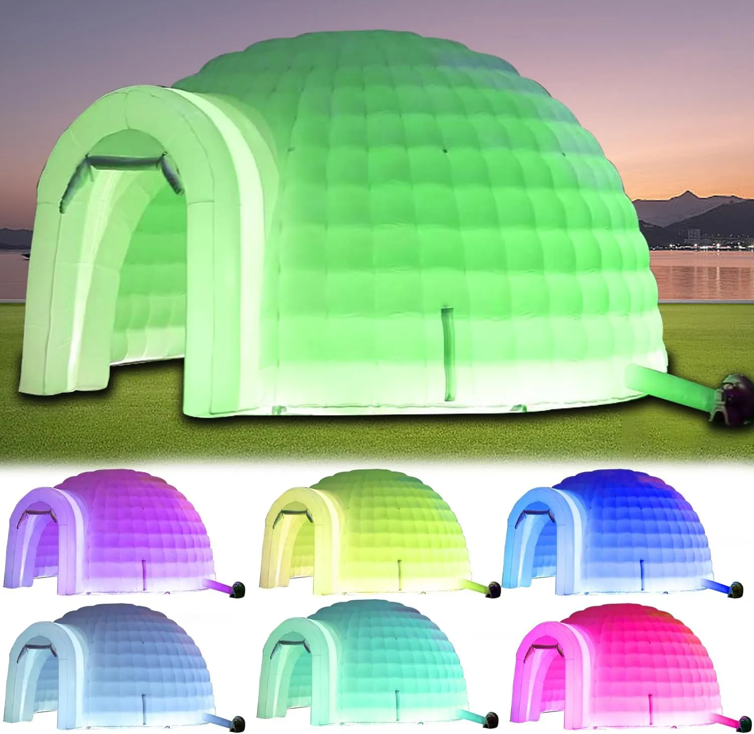 SAYOK Inflatable Igloo Dome Tent Blow up Party Tent with Blower and Remote Controller Built in RGB Strip Lights Suitable for Company reunions, Weddings,Family Friend Party Night Club (White, 16.4FT)