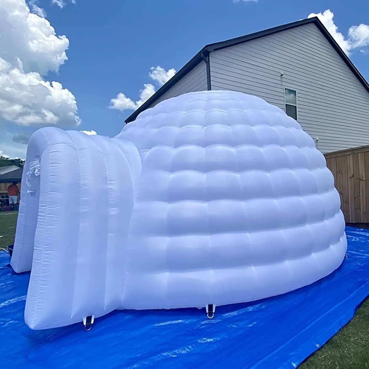 SAYOK Inflatable Igloo Dome Tent Blow up Party Tent with Blower and Remote Controller Built in RGB Strip Lights Suitable for Company reunions, Weddings,Family Friend Party Night Club (White, 16.4FT)
