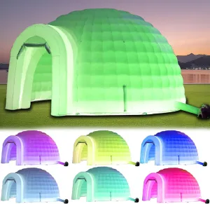 SAYOK Inflatable Igloo Dome Tent Blow up Party Tent with Blower and Remote Controller Built in RGB Strip Lights Suitable for Company reunions, Weddings,Family Friend Party Night Club (White, 16.4FT)