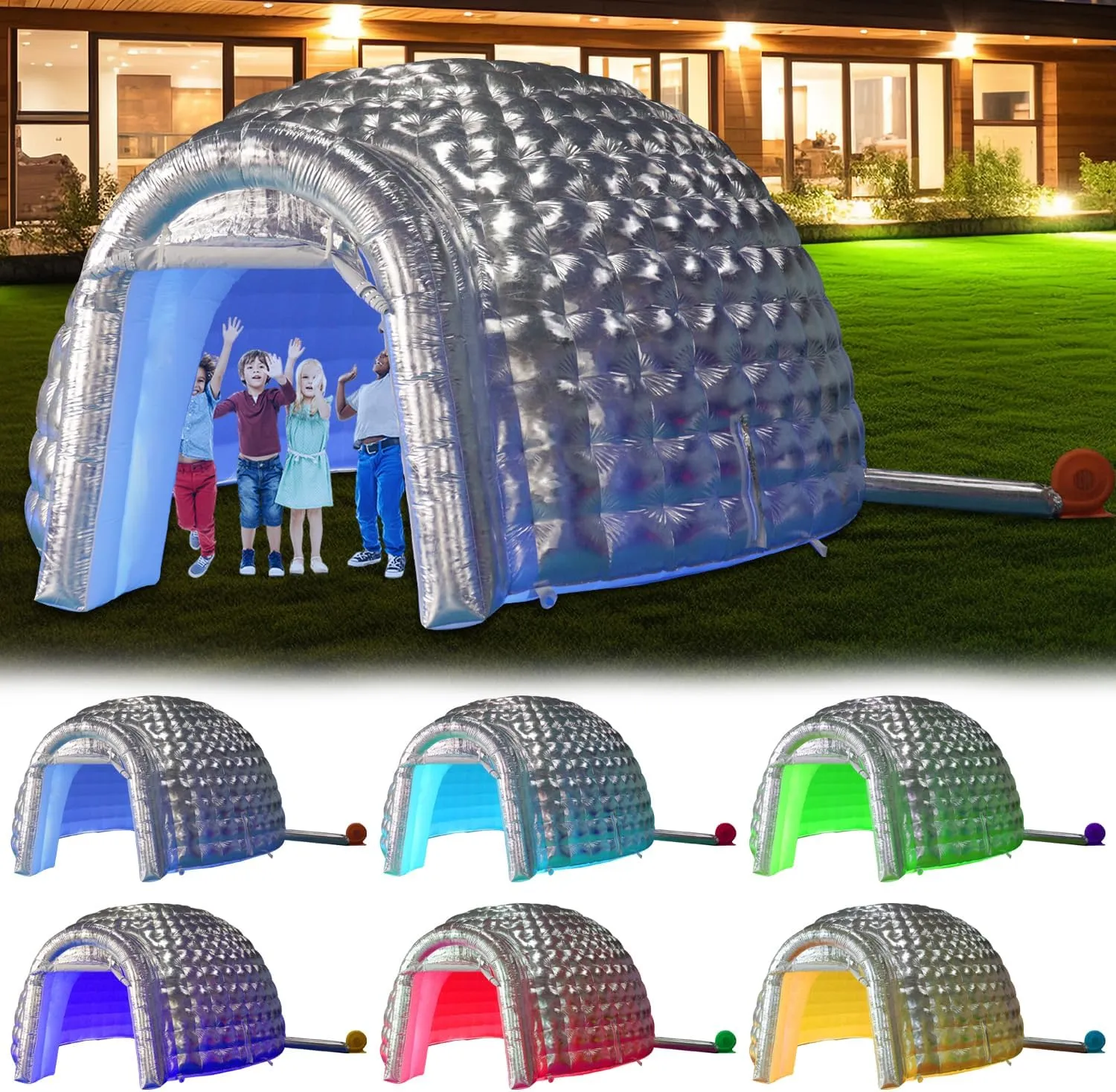 SAYOK Outdoor Portable Inflatable Igloo Dome Tent with Led Light for Party Wedding Event Camping