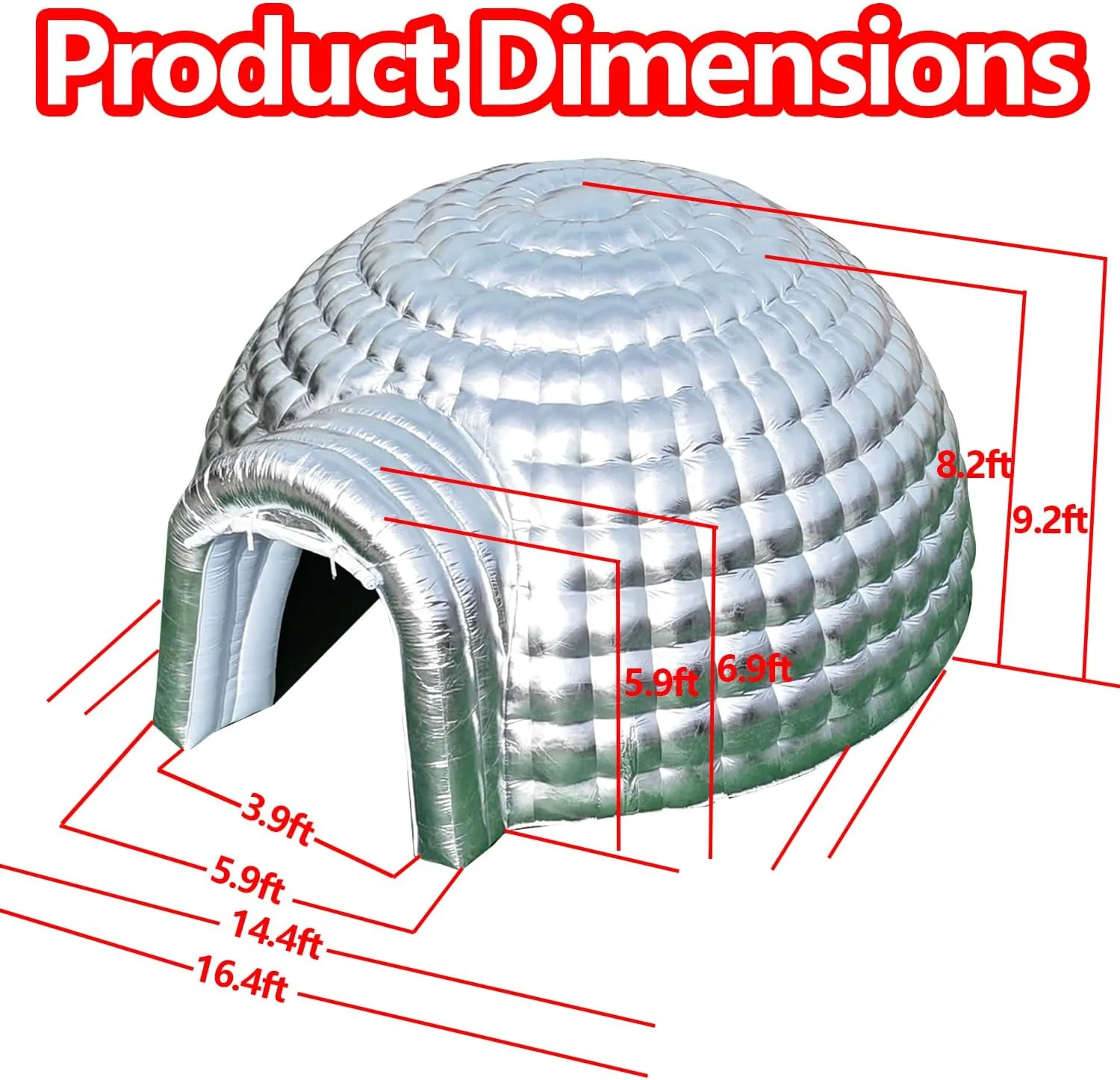 SAYOK Outdoor Portable Inflatable Igloo Dome Tent with Led Light for Party Wedding Event Camping