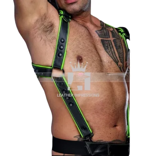 Seductive Mens Leather Body Harness and Jockstrap