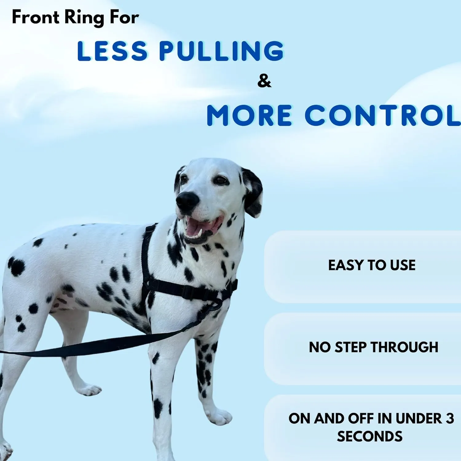 ShawnCo Dream Walk No-Pull Dog Harness- Adjustable, Comfortable, Easy to Use Pet Halter to Help Stop Pulling for Small, Medium and Large Dogs (Oceanic Blue, S)
