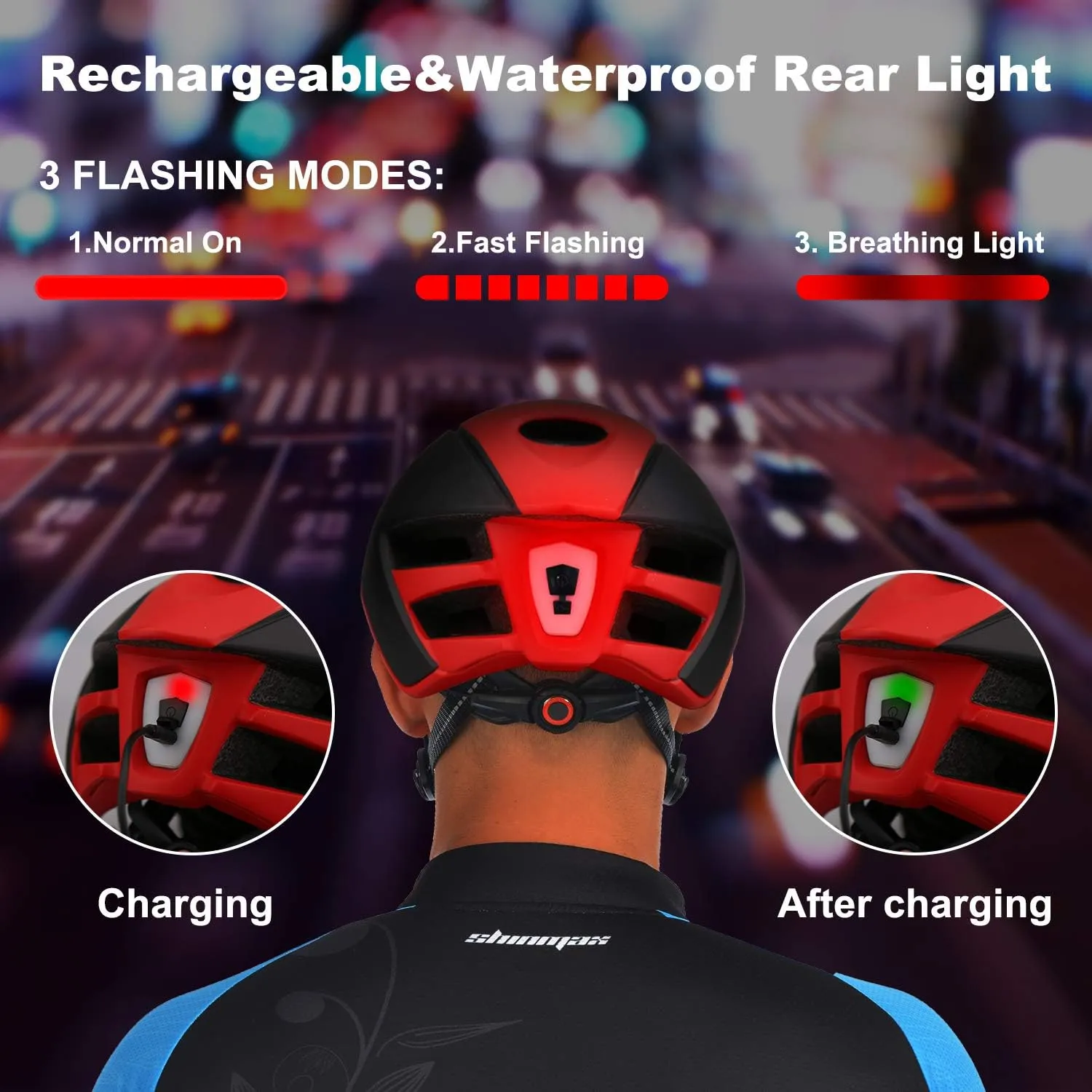 Shinmax Adult Bike Helmet,Bicycle Helmet with Removable Magnetic Goggles & USB Rechargeable LED Light Road Mountain Bike Helmet Adjustable Size Ultralight Cycling Helmet Men Women SM-T88