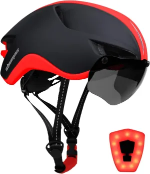 Shinmax Adult Bike Helmet,Bicycle Helmet with Removable Magnetic Goggles & USB Rechargeable LED Light Road Mountain Bike Helmet Adjustable Size Ultralight Cycling Helmet Men Women SM-T88