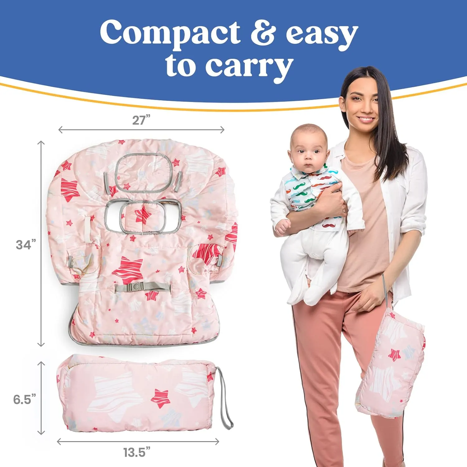 Shopping Cart Cover for Baby PILLANI, High Chair Cover for Restaurant Seat, Grocery Cart Cover for Baby Girl and Boy, Cotton Buggy Covers for Babies, Toddler Shopping Cart Cover