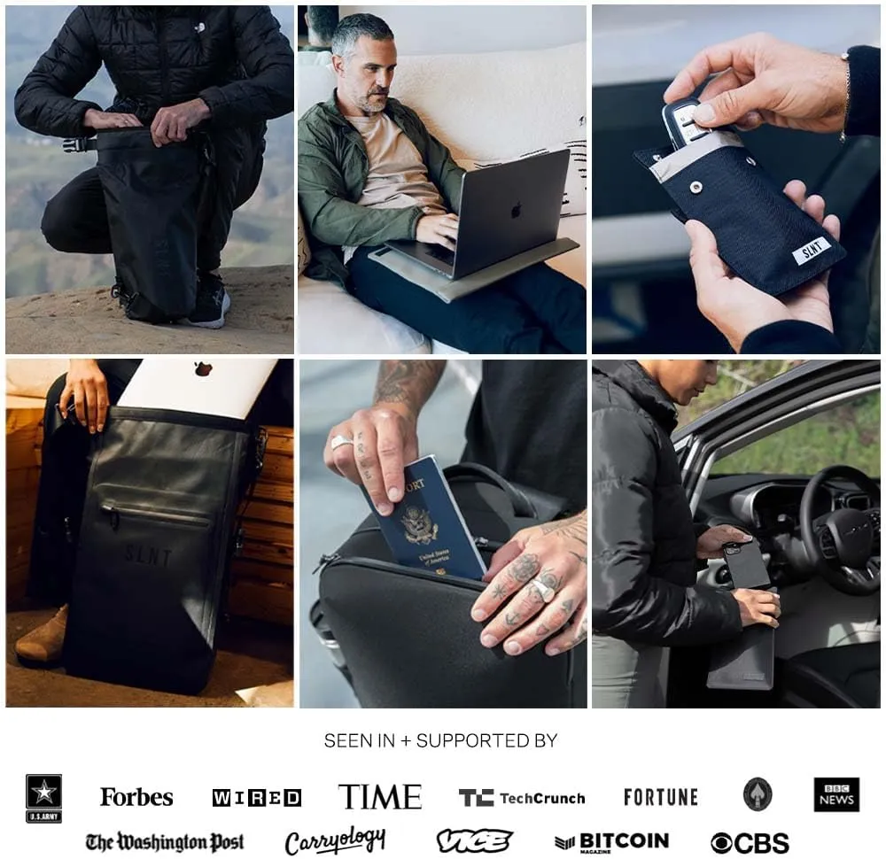 Silent Pocket Quick Access Smartphone Faraday Bag with SLNT Signal Blocking Technology - Weatherproof Nylon, Device Shielding for Tablets - Great for Travel, Privacy & Anti-Hacking (Black, Large)