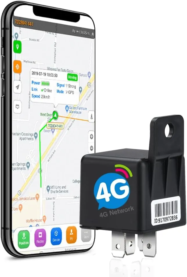 SinoTrack 4G GPS Tracker for Vehicles,Vehicle Device Locator Car Relay Tracker Real Time ST-907L Hidden Location Device with No Monthly Fee Tracking System for Car Motorcycle Truck Taxi