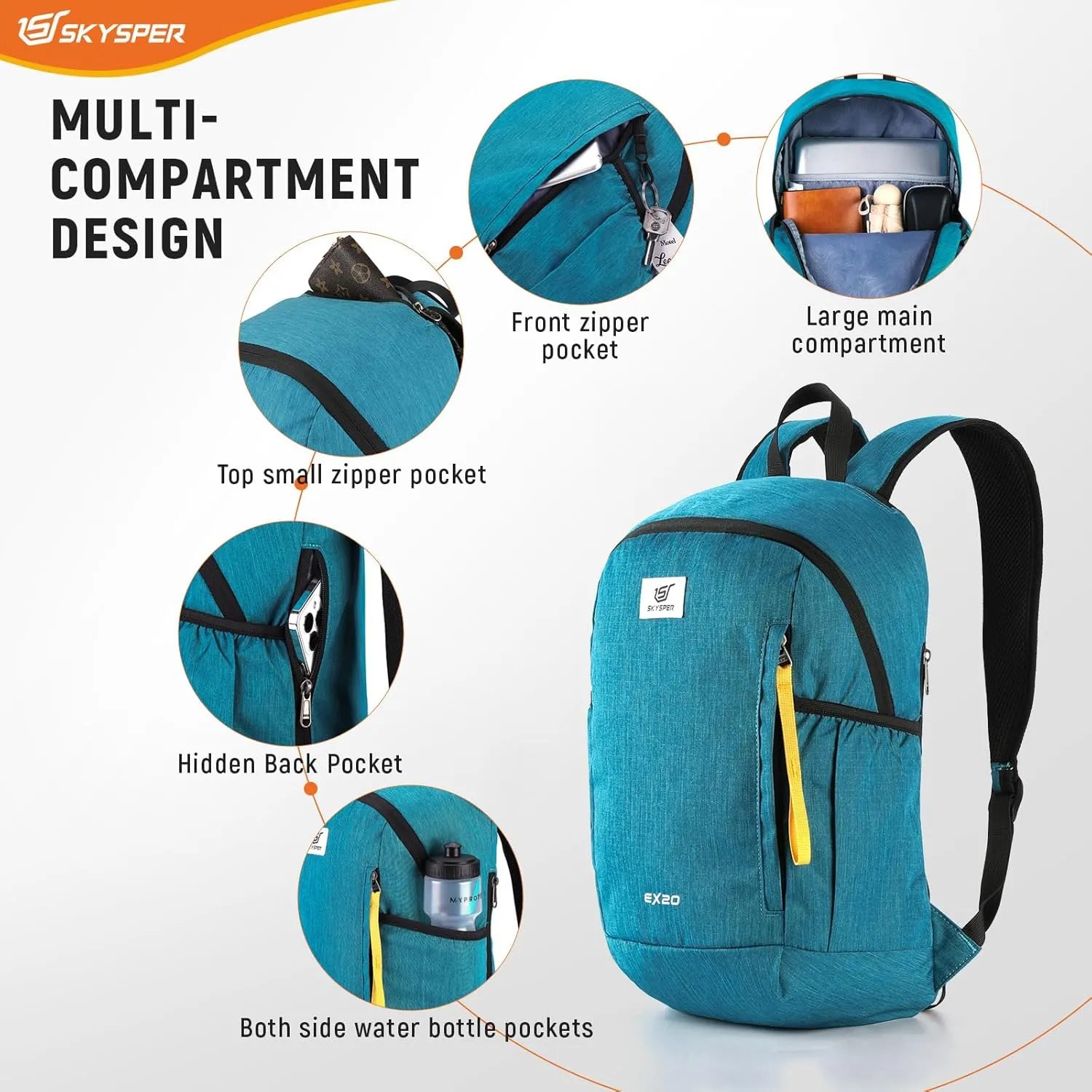 SKYSPER 20L Hiking Backpack Lightweight Travel Backpack for Women Men, Hiking Daypack Small Day pack for Travel Camping Sport